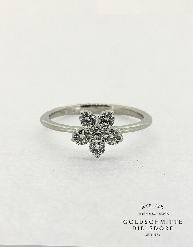 Solitär Ring mit 6 Brillanten Weissgold 750