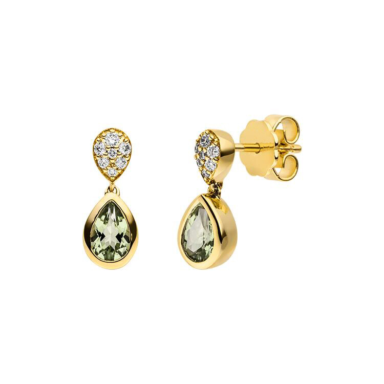 Ohrhänger mit Brillanten und Peridot Gelbgold 750