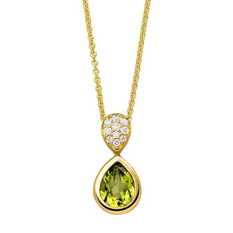 Anhänger mit Peridot und Halskette Gelbgold 750