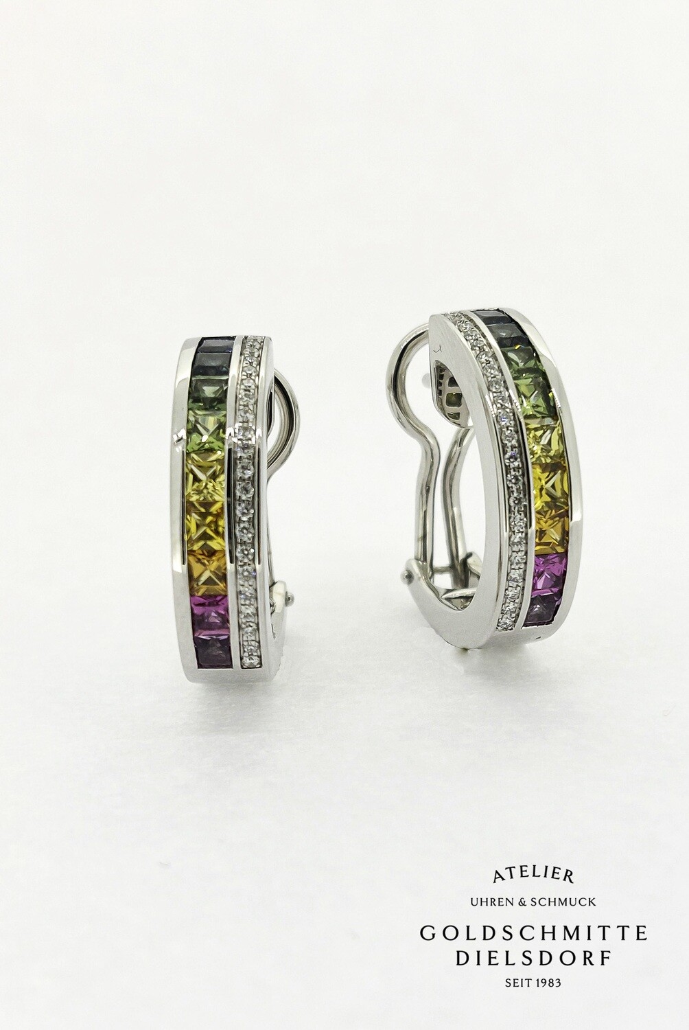 Steckohrclip Rainbow Weissgold 750