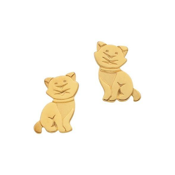 Kinder Ohrstecker KATZE Gelbgold 750