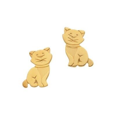 Kinder Ohrstecker KATZE Gelbgold 750