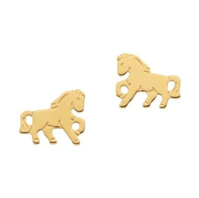 Kinder Ohrstecker PFERD Gelbgold 750