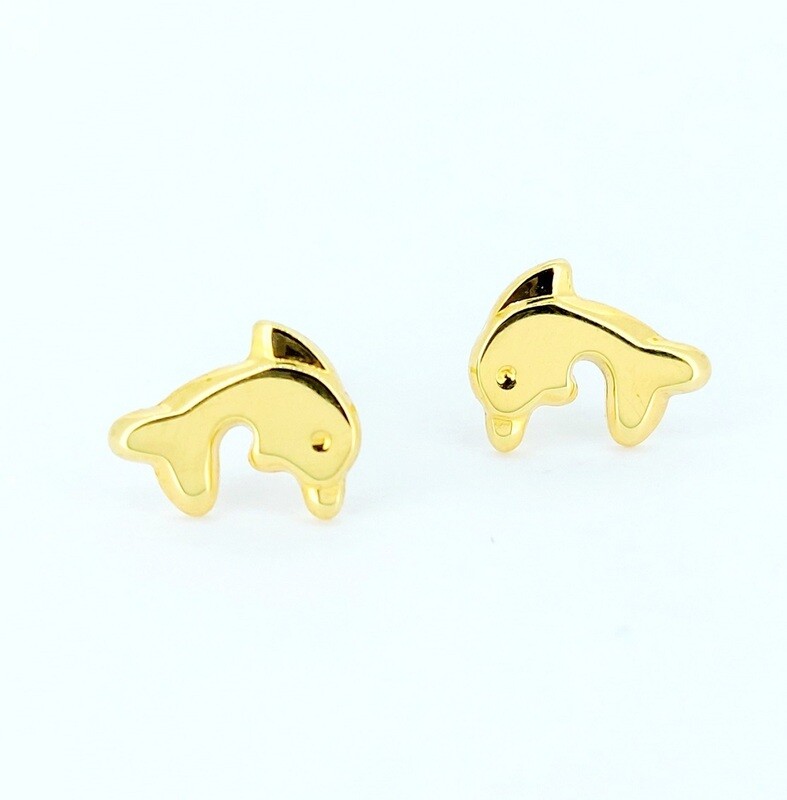 Kinder Ohrstecker DELPHIN Gelbgold 750