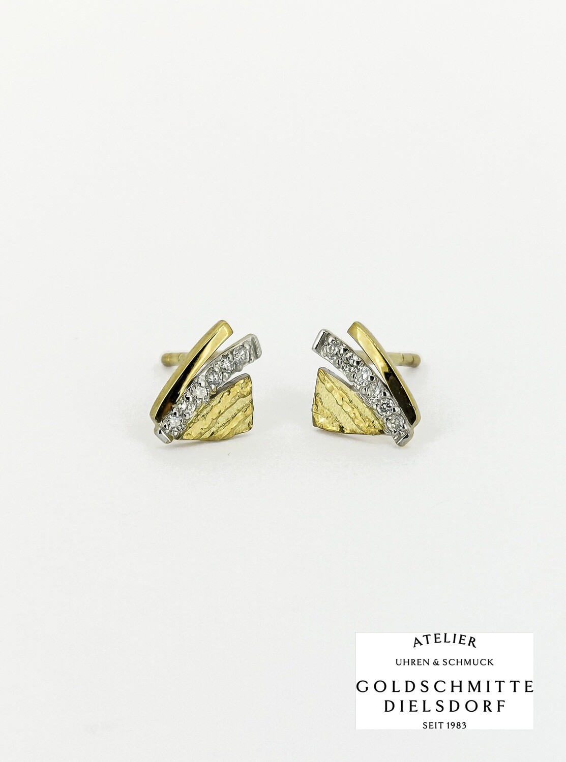 Ohrstecker bicolor mit 12 Brillanten