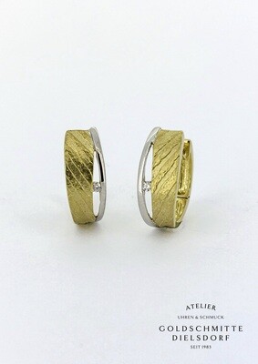 Klappcreolen bicolor Gelbgold 750 / Weissgold 750 mit Brillanten