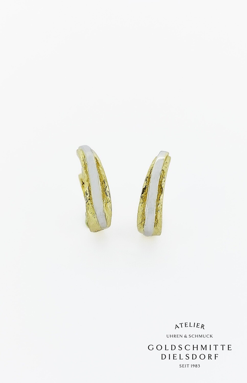 Klappcreolen bicolor Gelbgold 750 / Weissgold 750