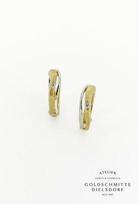 Klappcreolen bicolor Gelbgold 750 / Weissgold 750 mit Brillanten