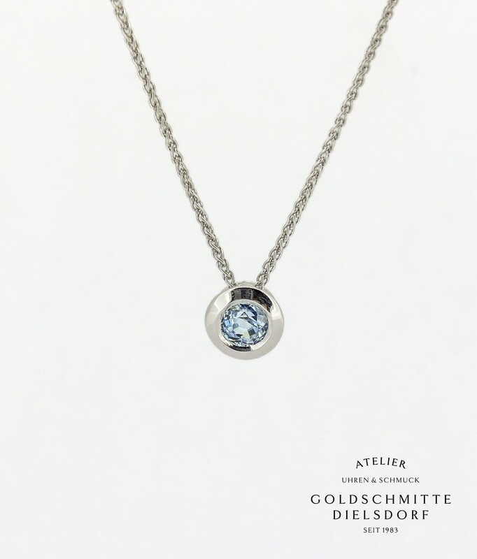 Collitär mit blauem Zirkon Weissgold 750 Collitär mit blauem Zirkon Weissgold 750