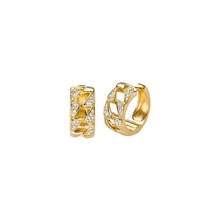 Creolen Silber 925 Gelbgold vergoldet mit 72 Zirkonia