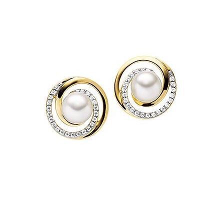 Ohrstecker mit SWP und Zirkonia Silber 925 vergoldet