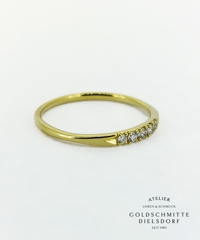 Damenring Gelbgold 750 mit 5 Brillanten