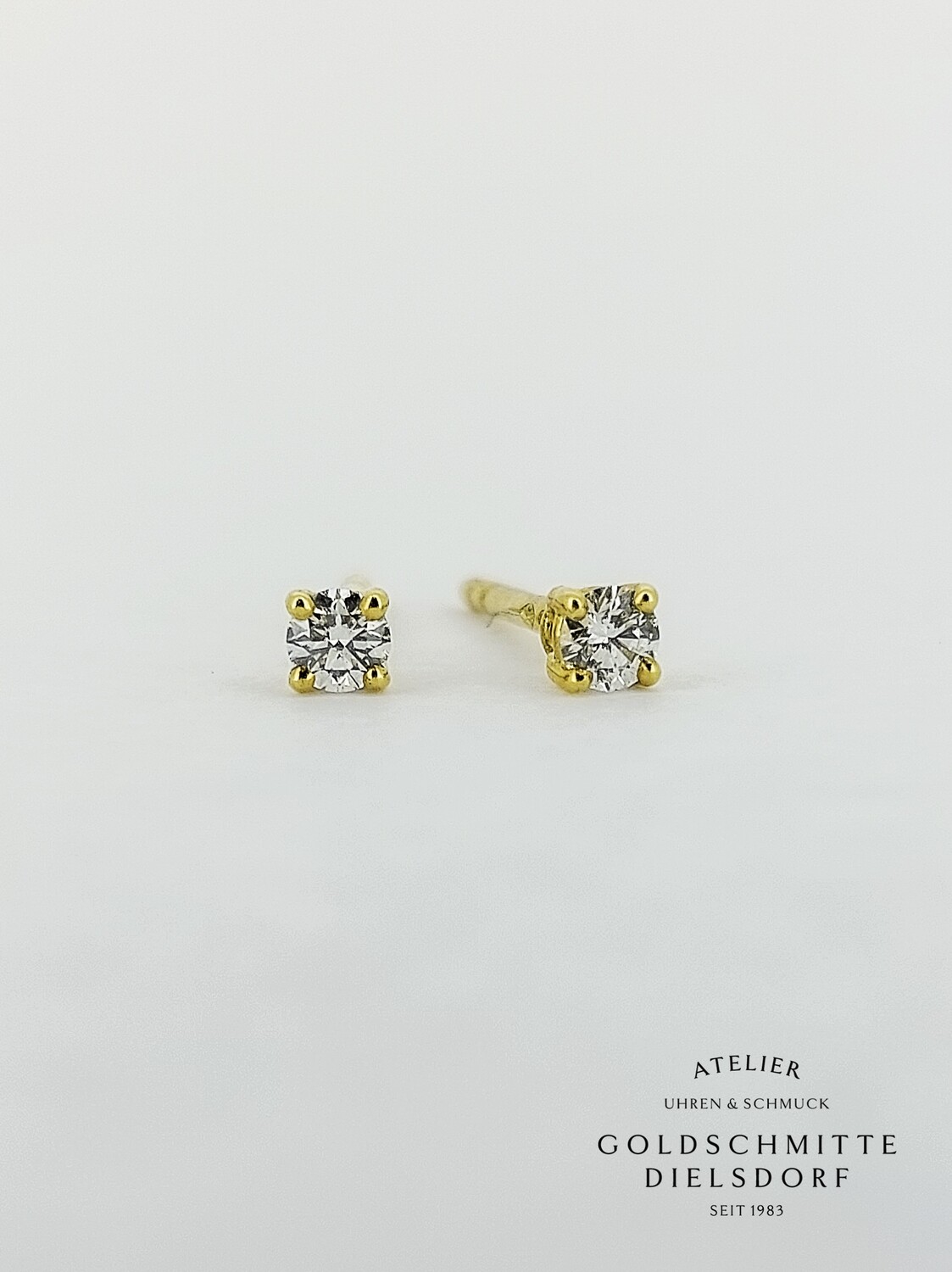 Solitär - Ohrstecker mit 2 Brillanten Gelbgold 750