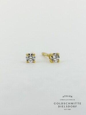 Solitär - Ohrstecker mit 2 Brillanten Gelbgold 750 Solitär - Ohrstecker mit 2 Brillanten Gelbgold 750