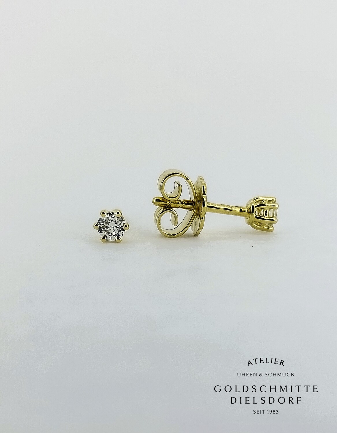 Solitär - Ohrstecker mit 2 Brillanten Gelbgold 750