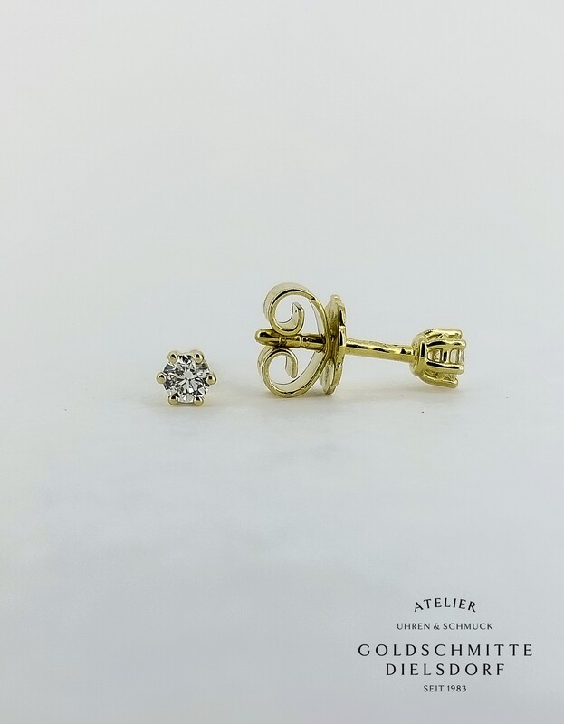 Solitär - Ohrstecker mit 2 Brillanten Gelbgold 750