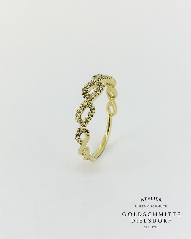 Damenring Gelbgold 750 mit 34 Brillanten
