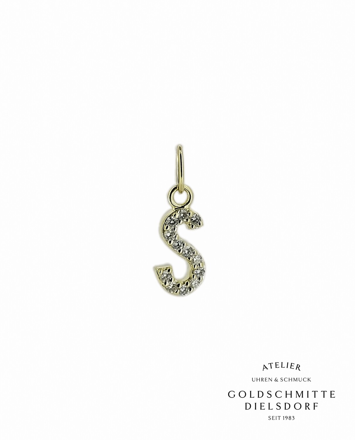 Anhänger Buchstaben "S" mit 22 Brillanten in Gelbgold 750