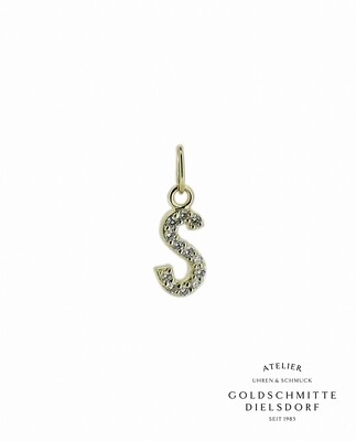 Anhänger Buchstaben "S" mit 22 Brillanten in Gelbgold 750