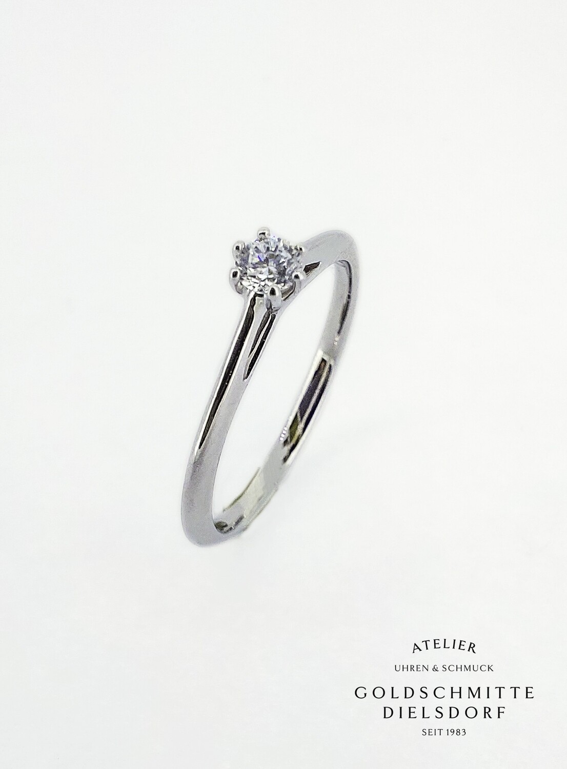 Solitär Ring mit Brillant Weissgold 750
