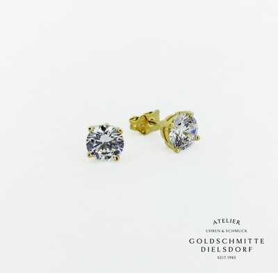 Solitär - Ohrstecker mit 2 Zirkonia Gelbgold 750