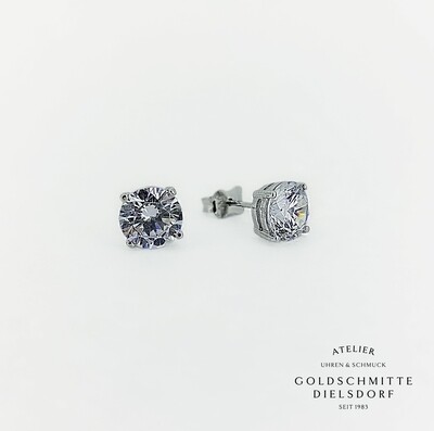 Solitär - Ohrstecker mit 2 Zirkonia Weissgold 750 Solitär - Ohrstecker mit 2 Zirkonia Weissgold 750