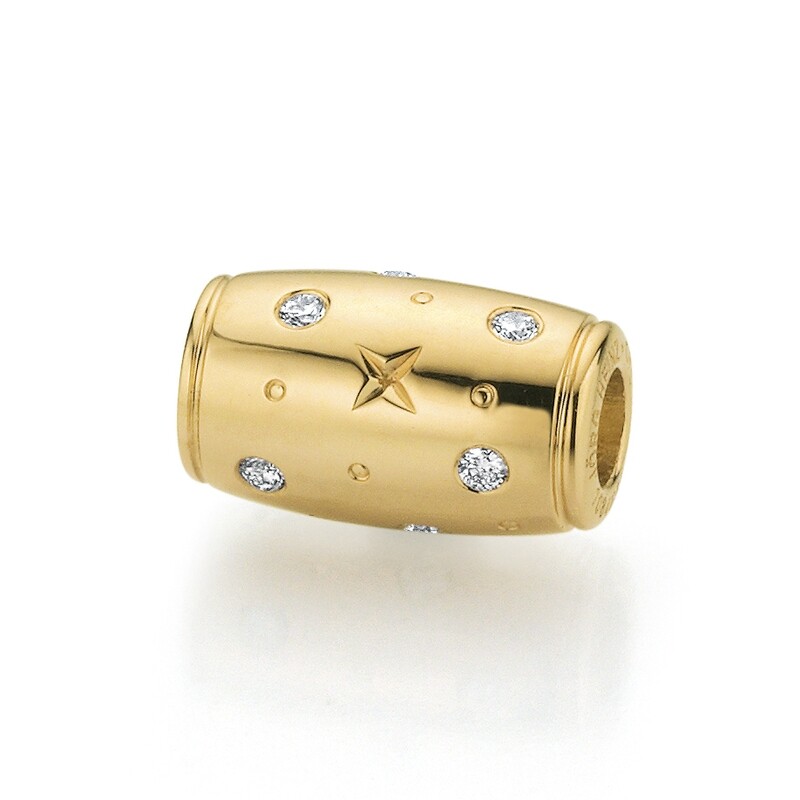 Verschluss Tönnchen / Walze "Galaxy" in Gelbgold 750 mit 12 Brillanten