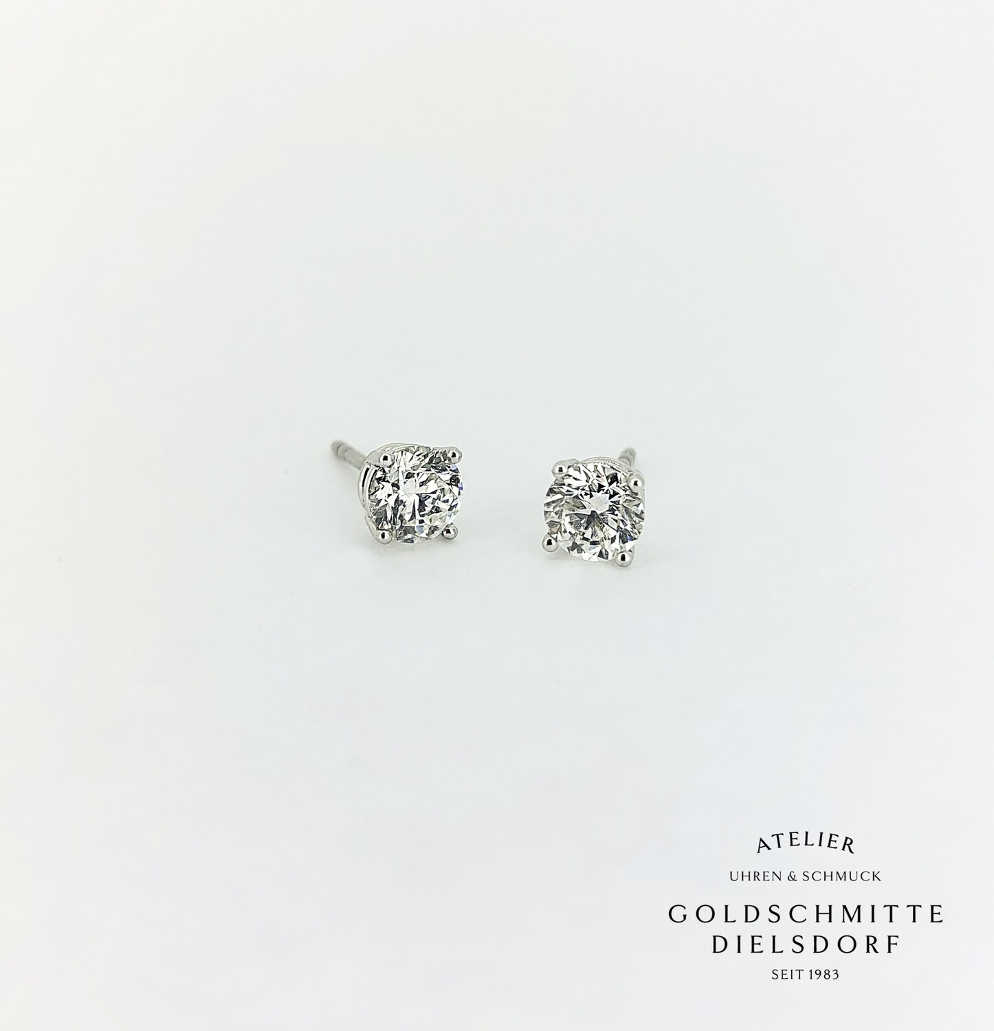 Solitär - Ohrstecker mit 2 Brillanten Weissgold 750