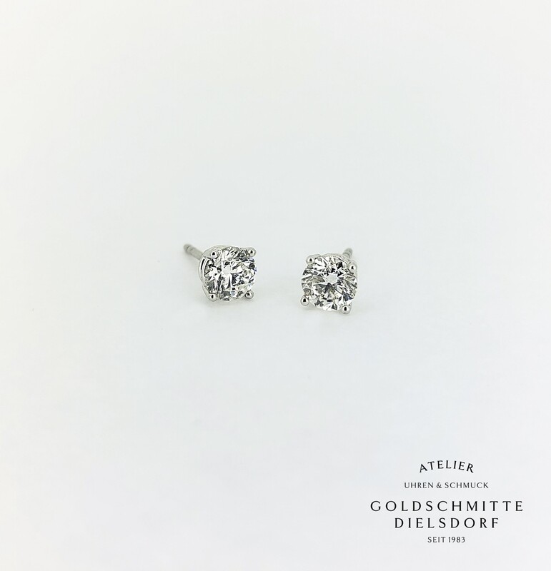 Solitär - Ohrstecker mit 2 Brillanten Weissgold 750