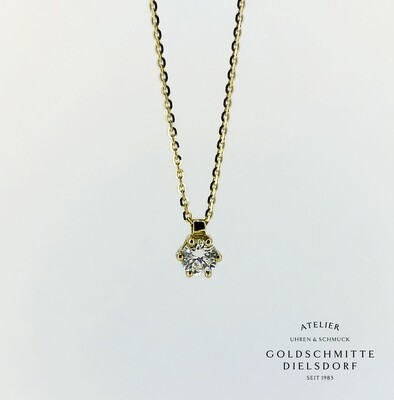 Collitär mit 1 Brillant 0,45 ct. Gelbgold 750