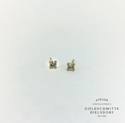 Solitär - Ohrstecker mit 2 Brillanten Gelbgold 750