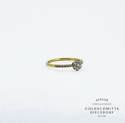 Solitär Ring mit 21 Brillanten Gelbgold 750