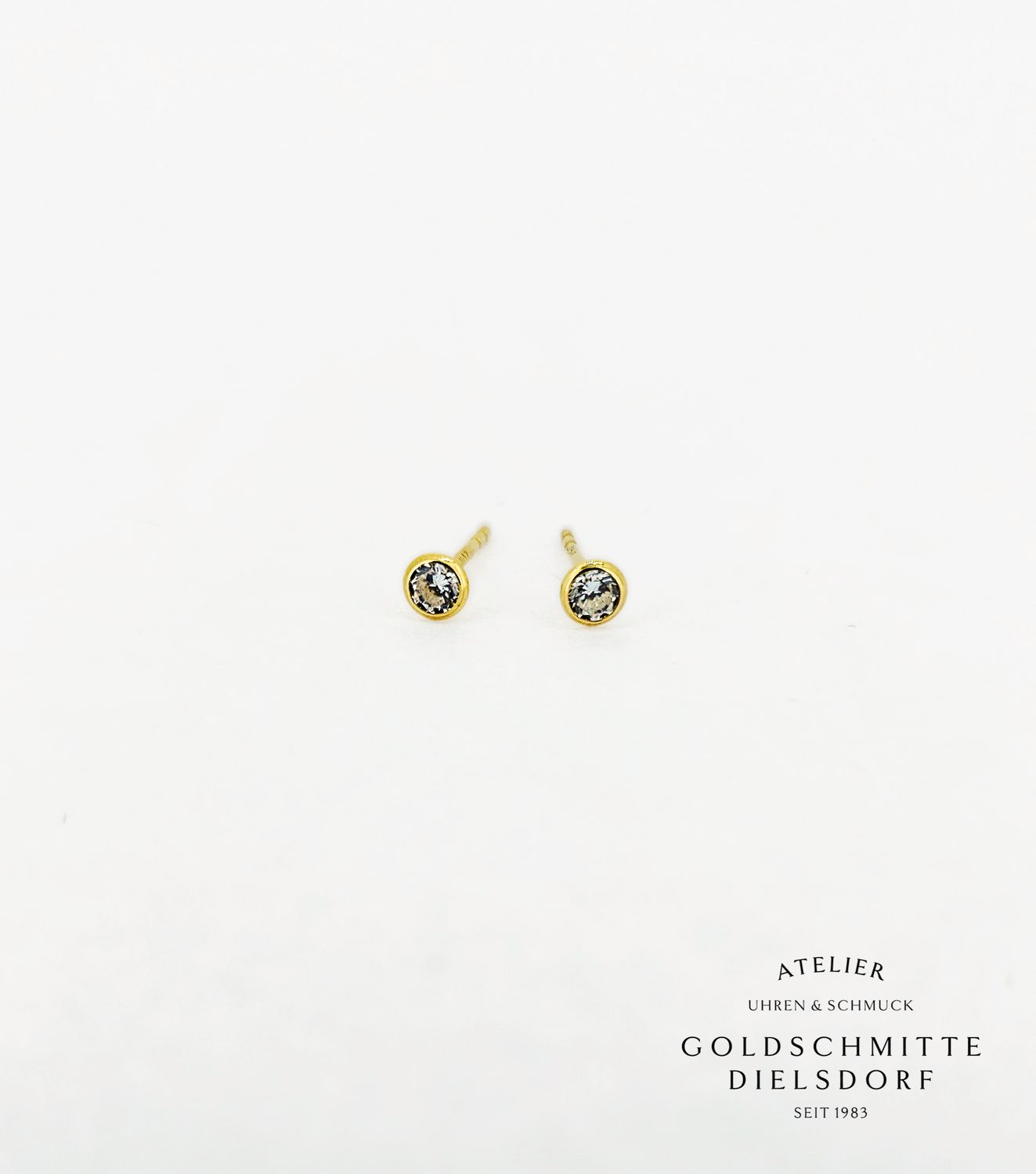 Solitär - Ohrstecker mit 2 Zirkonia Gelbgold 750
