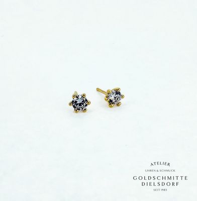 Solitär - Ohrstecker mit 2 Zirkonia Gelbgold 750