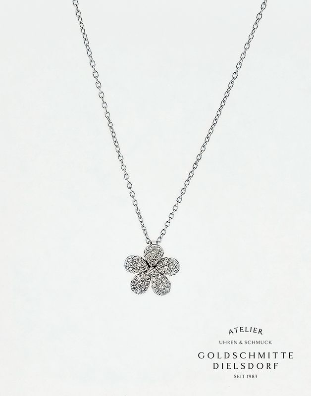 Collitär "BLUME" mit 56 Brillanten Weissgold 750