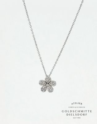 Collitär "BLUME" mit 56 Brillanten Weissgold 750
