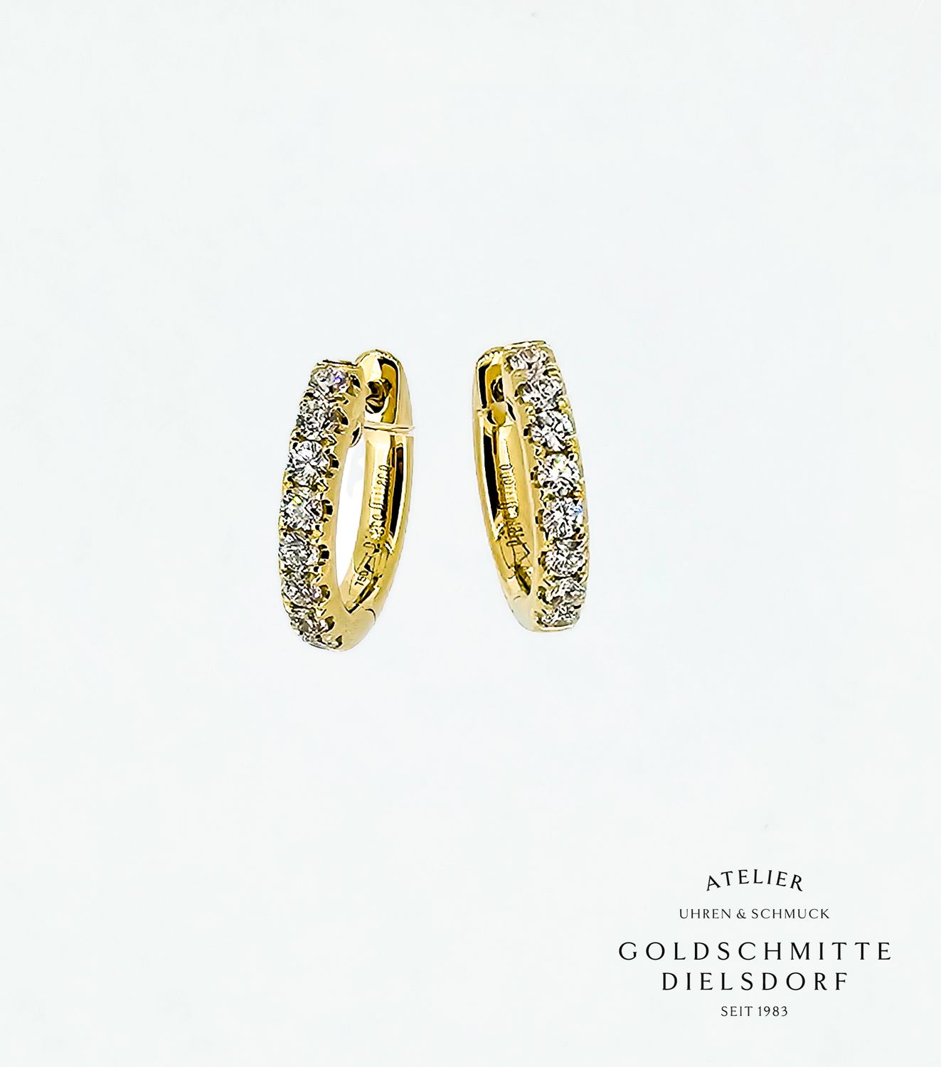 Klappcreolen Gelbgold 750 mit je 8 Brillanten