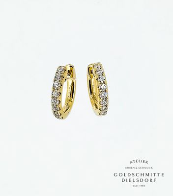 Klappcreolen Gelbgold 750 mit je 8 Brillanten