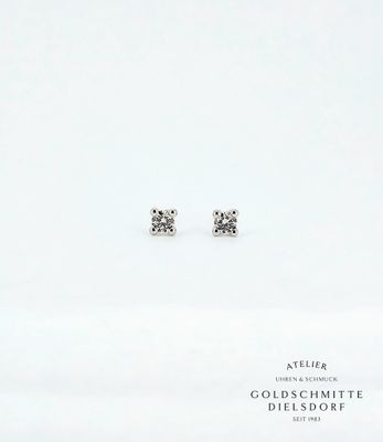 Solitär - Ohrstecker mit 2 Brillanten Weissgold 750