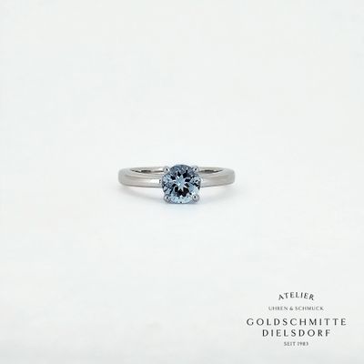 Solitär Ring mit Aquamarine Weissgold 750