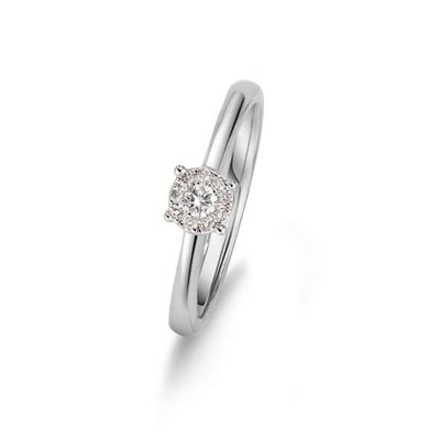 Solitär Ring mit 10 Brillanten Weissgold 750 Solitär Ring mit 10 Brillanten Weissgold 750