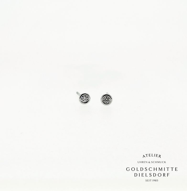 Solitär - Ohrstecker mit 2 Brillanten Weissgold 750