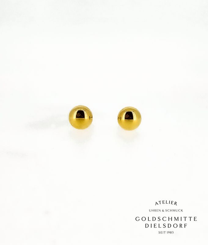 Ohrstecker Halbkugeln 8mm in Gelbgold 750