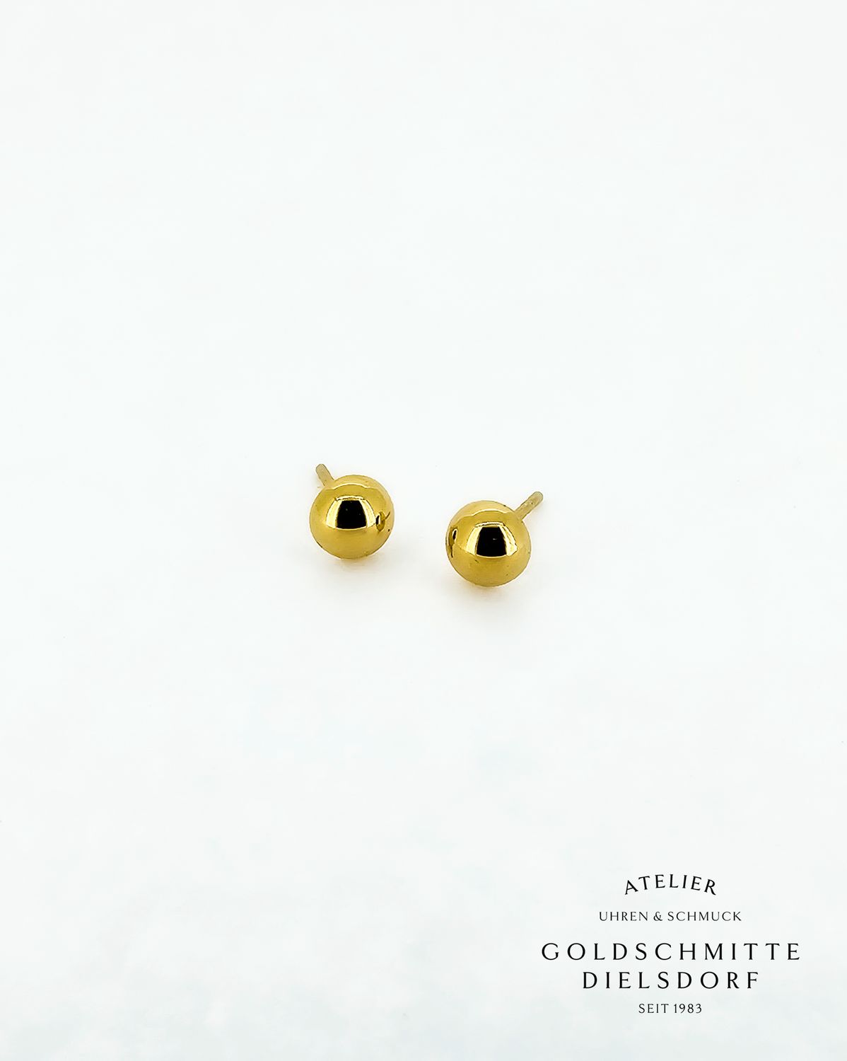 Ohrstecker Halbkugeln 6mm in Gelbgold 750