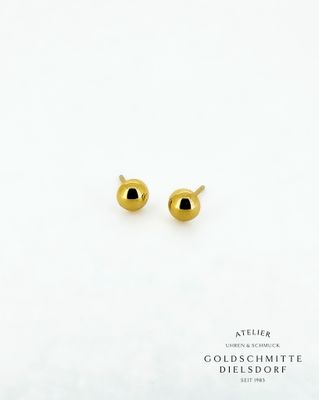 Ohrstecker Halbkugeln 6mm in Gelbgold 750