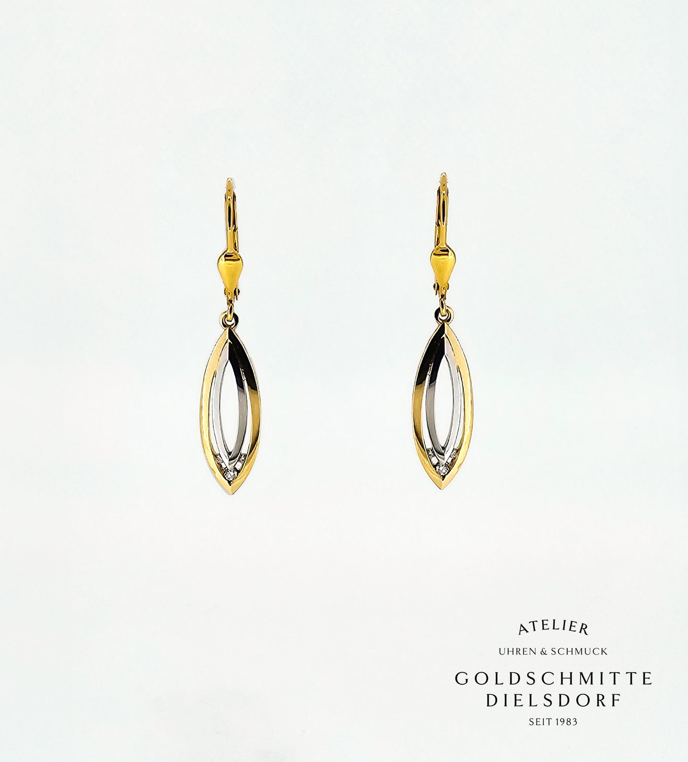 Ohrhänger in Navetten Form bicolor GG/WG750