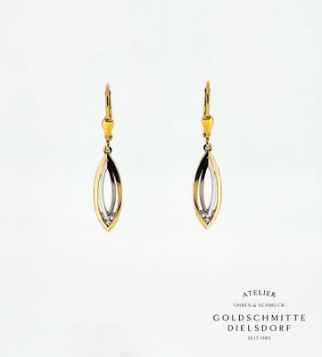 Ohrhänger in Navetten Form bicolor GG/WG750 Ohrhänger in Navetten Form bicolor GG/WG750