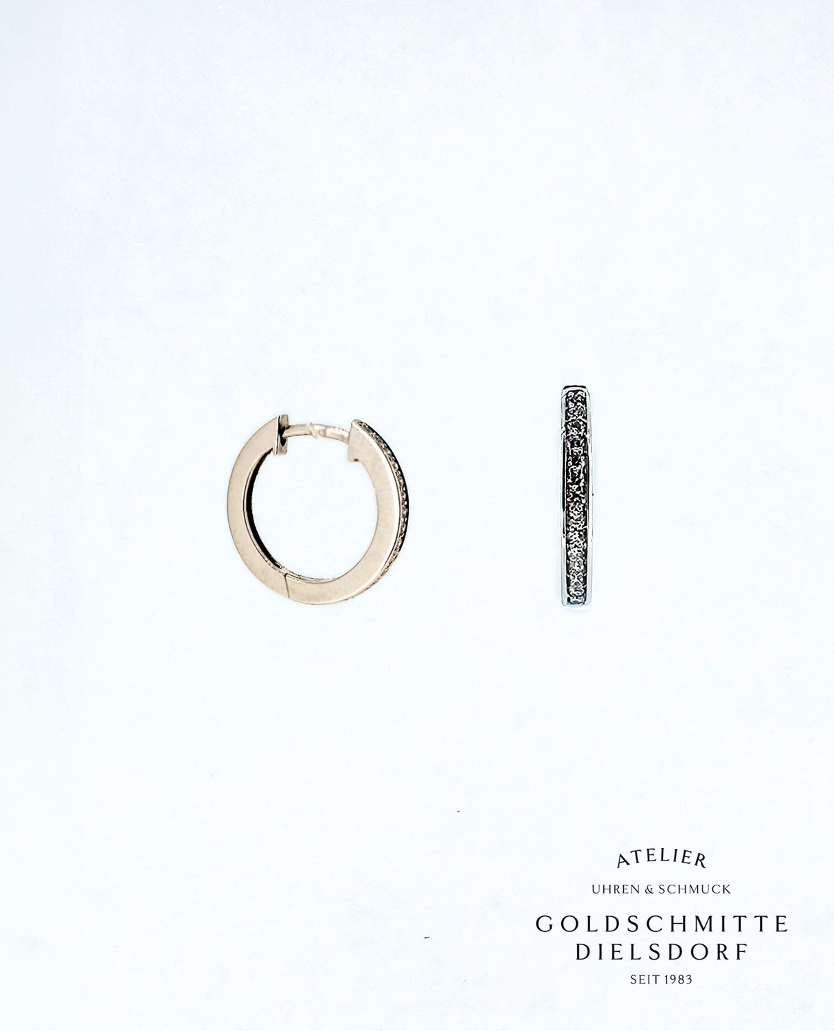 Scharnier Creolen Weissgold 750 mit 28 Brillanten