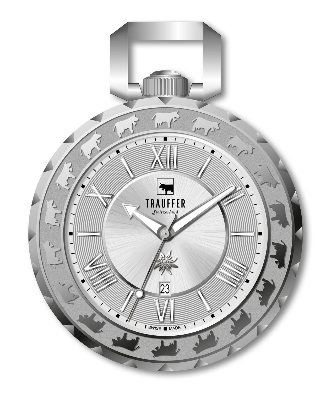 Taschenuhr Trauffer Alpenaufzug Edelstahl Taschenuhr Trauffer Alpenaufzug Edelstahl