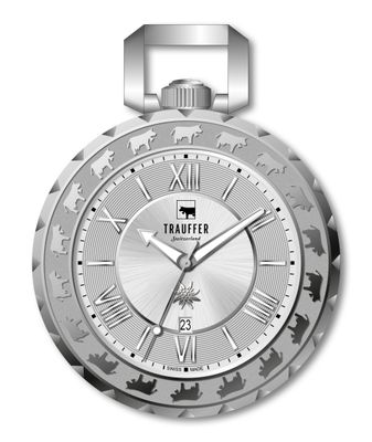 Taschenuhr Trauffer Alpenaufzug Edelstahl